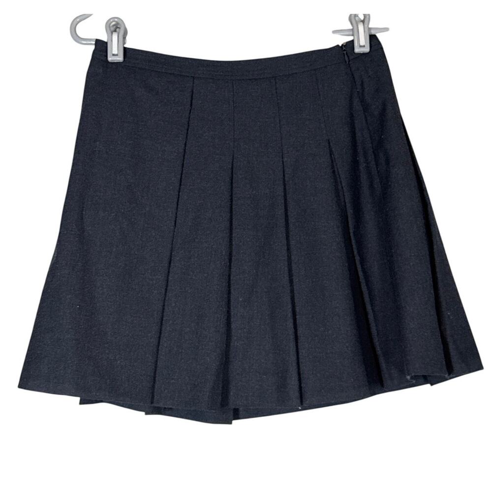 Girdear Grey Pleated Wool Mini Skirt Wrap Women 4 Academia Preppy School Girl
